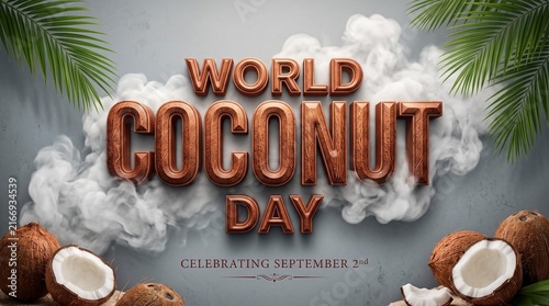 Obraz na płótnie world coconut day typography art