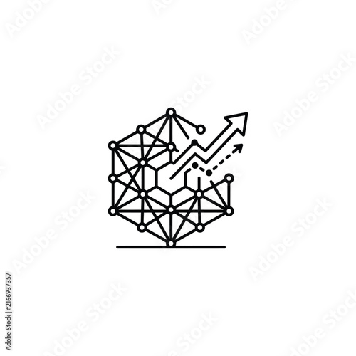 Neural network growth arrow icon vector