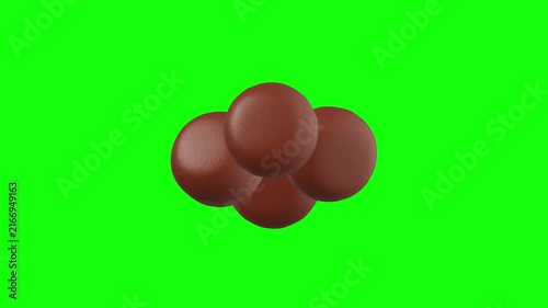 Chocolate Cookie balls 3D animated on green screen background