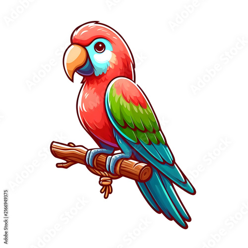 Tropical Parrot Bird Vector Artwork Isolated on Transparent Backgroun