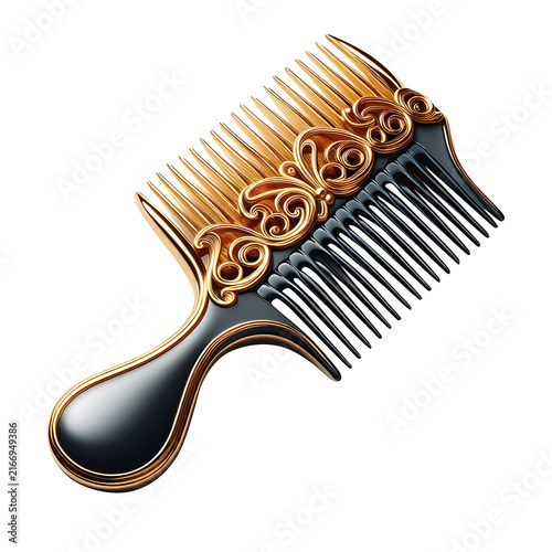 two sided hair comb isolated on transparent background