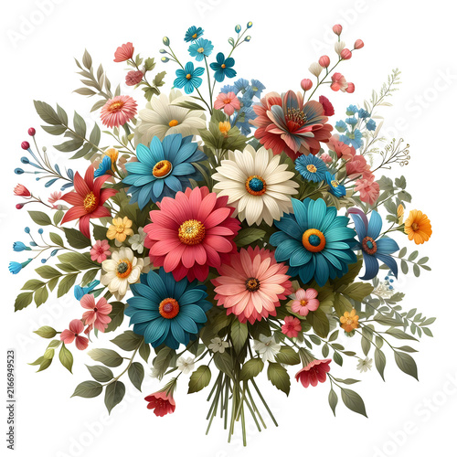 Vector Flower Bouquet Isolated on Transparent Background