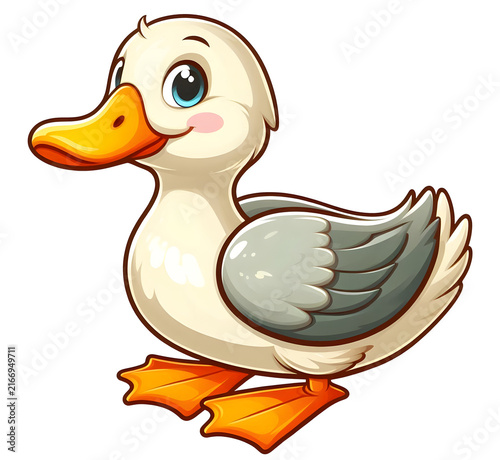 Yellow Duck Cartoon Vector Artwork Isolated on Transparent Background