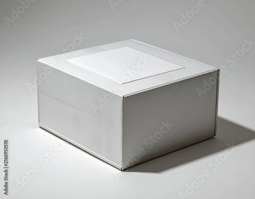 Closed white square cardboard box mockup.
