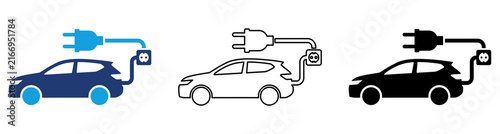 Multicolor Electric Vehicle Charging Icon Set with Filled and Outline Styles for EV Transportation Sustainable Mobility Clean Energy and Charging Infrastructure Isolated on Transparent Background