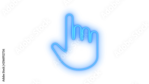 Colorfull neon hand cursor pointing up icon vector graphic representing digital touch gesture select and click interaction isolated on transparent background