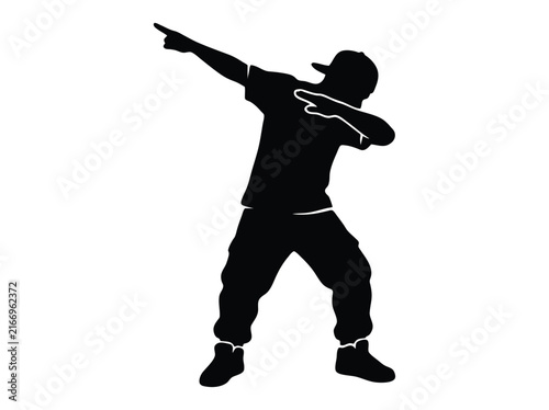 Fotografie Dabbing silhouette of a young man in streetwear