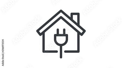 Smart home technology concept with house and electrical plug symbol