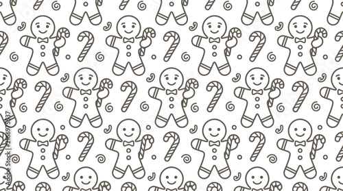 Gingerbread man and candy cane pattern