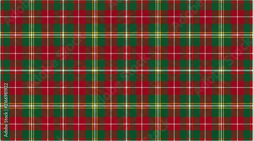 Red and green tartan plaid pattern for Christmas holiday textile design and background.