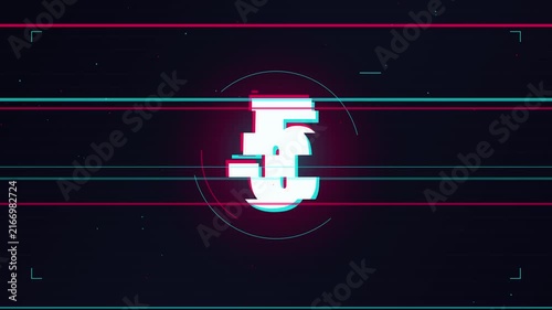 Dynamic digital countdown timer with glitch effect and modern typography