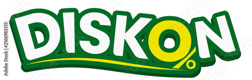 3D Diskon Text Design in Green and Yellow with Underline Accent for Sale Banner