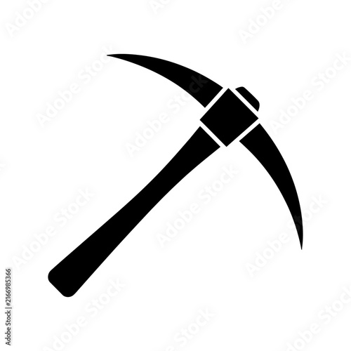 A solid black pickaxe vector silhouette symbol representing mining labor and quarry tools