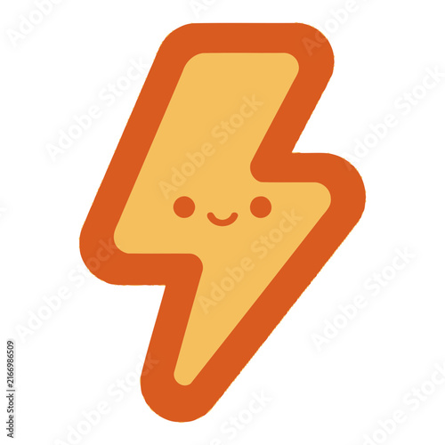 Foto Cute Kawaii Lightning Bolt Character Icon With Smiling Face