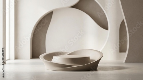 Elegant minimalist 3D product presentation scene with a smooth sculptural pedestal