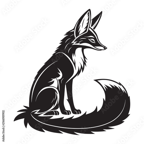 Sitting Fox Silhouette – Bold Black Wildlife Animal Vector Illustration