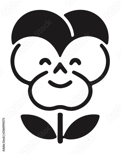 Fotografie Minimalist pansy flower with face silhouette vector graphic element