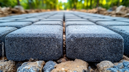 New Concrete Pavers Pathway Construction.