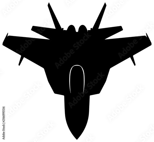 Bild auf Leinwand Modern Jet Fighter Aircraft Silhouette Top View Vector Illustration