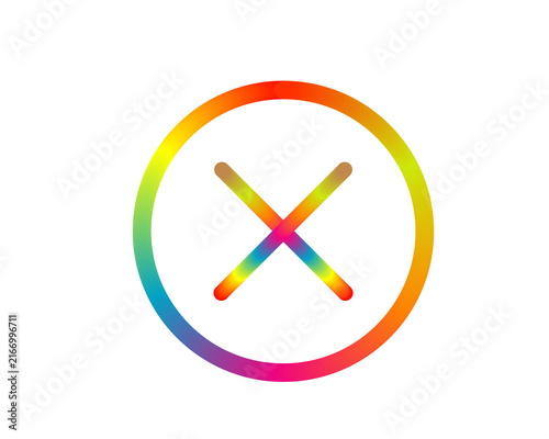 Canvastavla Colorful Gradient X Icon, Rainbow Circle Cancel Symbol on Transparent Background