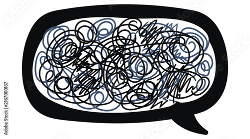 Foto Abstract scribble inside a speech bubble illustration for graphic design concepts