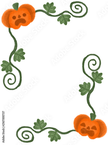 Quadro su tela Halloween Pumpkin Frame, Spooky Autumn Border, Cute Jack O Lantern, Transparent