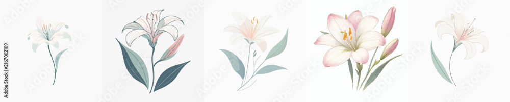 Fototapeta premium Zephyr Lily Flower Vector Illustration
