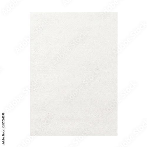 Textured white paper sheet presented isolated flat on transparent background