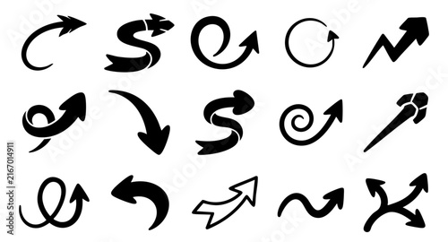 Hand Drawn Curved Arrow Vector Set – Creative Directional Doodle Elements