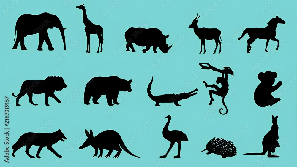 Fototapeta premium Wild Animal Silhouettes