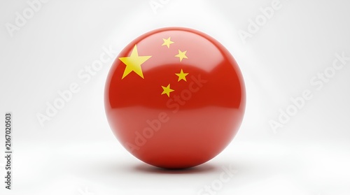 Glossy 3D sphere with China national flag design.