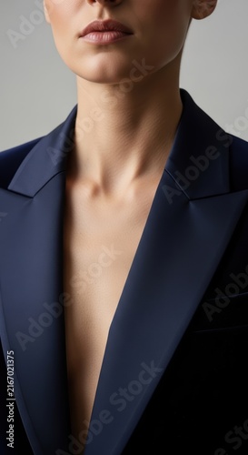 woman wearing a professional black blazer suit jacket