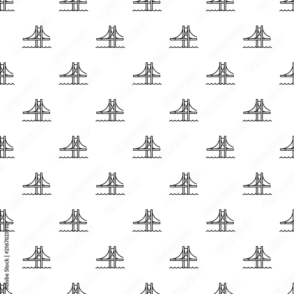 Fototapeta premium Minimal seamless pattern featuring simple suspension bridge line icons