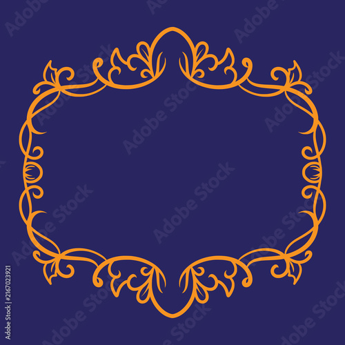Vintage orange floral flourish border frame for elegant invitation card design