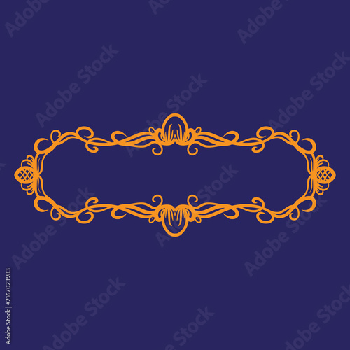 Elegant orange vintage scrollwork frame with ornate baroque filigree details for invitations
