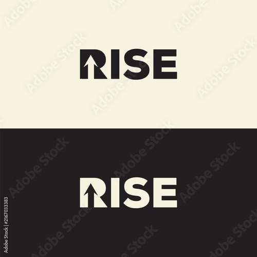 Rise logo with Letter R arrow logo template. Vector symbol letter simple arrow target icon. Rising arrow
