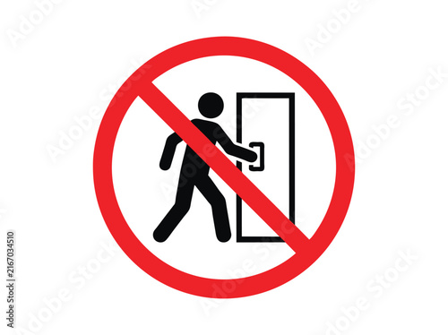 Foto Prohibited entry sign with person and door, no access warning symbol, red circle