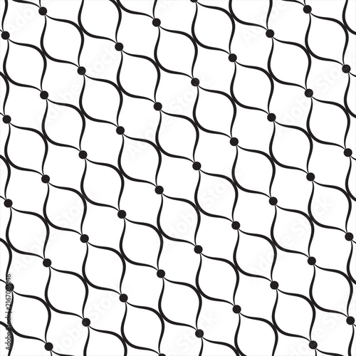 Vector seamless monochrome geometric pattern. Black and white background.