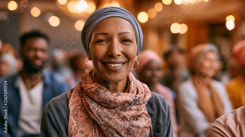 Businesswoman Joining Interfaith Community Gathering with Diverse Residents