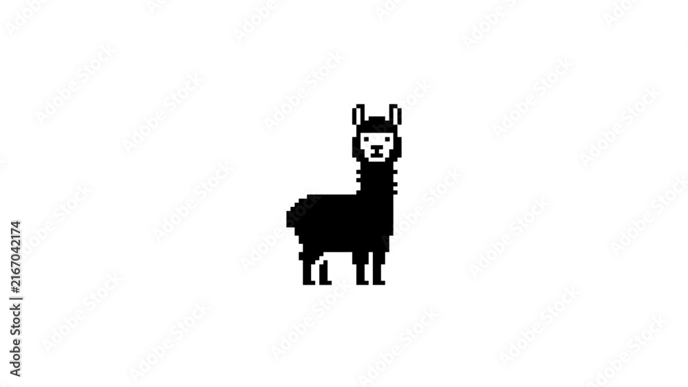 Naklejka premium Retro llama profile pixel icon.