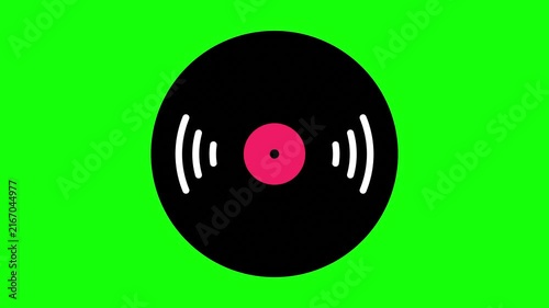 Animated Vinyl Record with Sound Waves on Green Screen Background for Music and Audio Concept