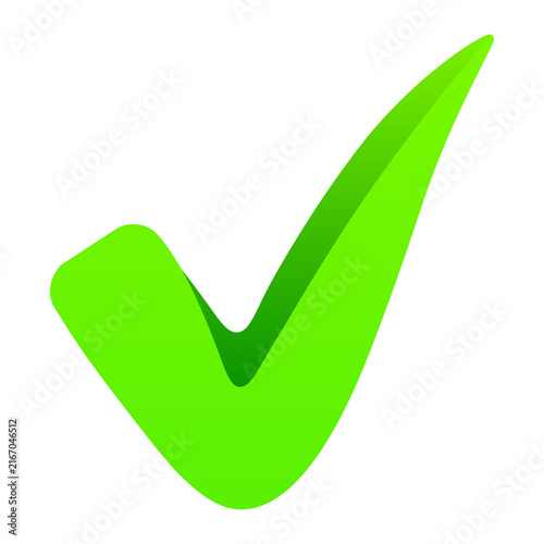 Принти на полотні Flat Green Check Mark Symbol for User Interface