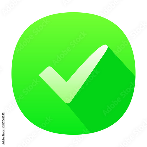 Fotografie Flat Green Check Mark Symbol for User Interface