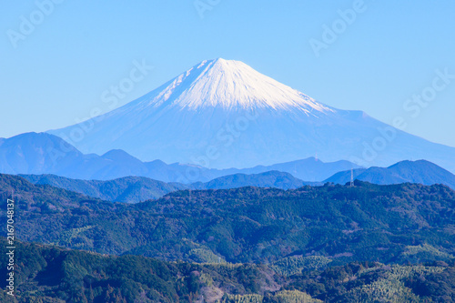 遠くから眺める富士山のとても雄大な風景The truly magnificent view of Mount Fuji seen from afar