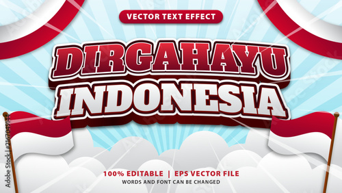 Dirgahayu Indonesia text effect. Ideal for independence day graphic banner, patriotic celebrations and cultural events.