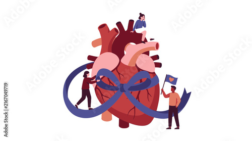Heart Disease Awareness Campaign on Cream Background Vector Illustration