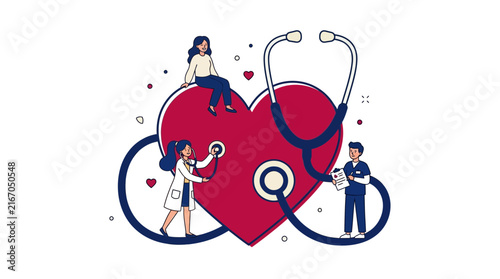 Heart Care Infinity Loop Stethoscope Vector Illustration