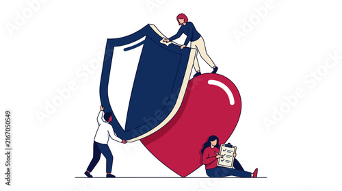Heart Protection Shield Disease Prevention Vector Illustration