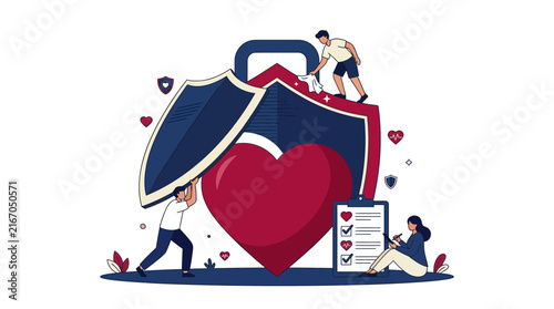 Cardiovascular Protection Shield Care Vector Illustration