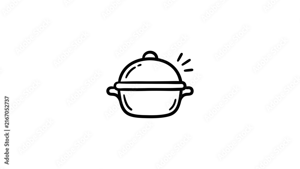 Fototapeta premium Simple cooking pot icon on white background.